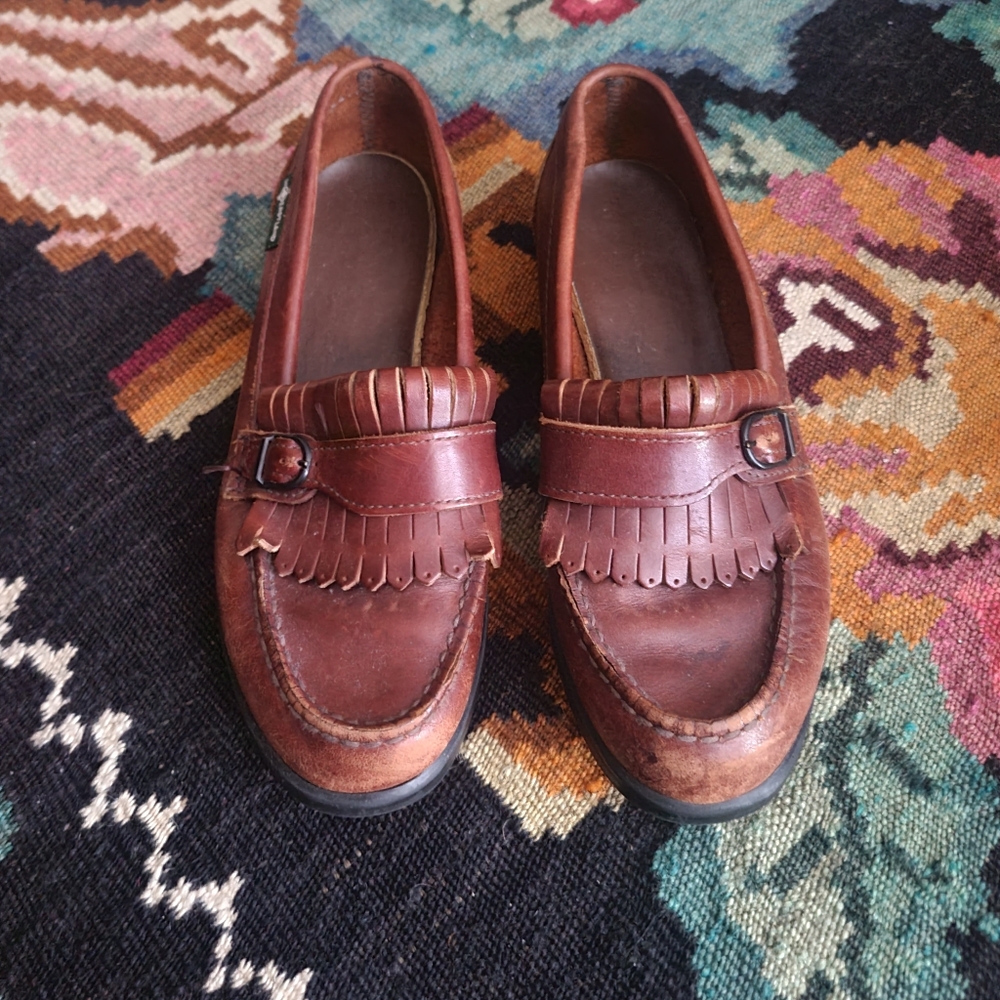 Brown Leather Loafers with Fringe Detail - Picture 2 of 4